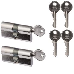 NEMEF Profielcilinder Nikkel 30/30 Mm Gelijksluitend (2 Stuks)