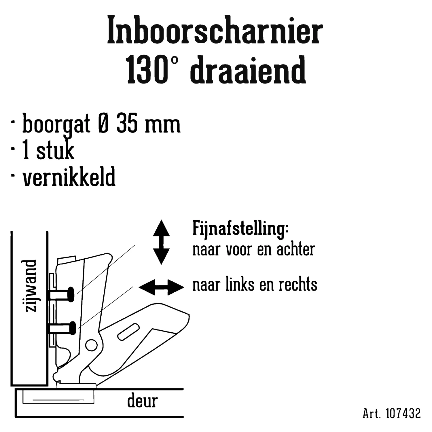 HANDSON Inboorscharnier 130 Graden Draaiend 35 Mm 4 HANDSON Inboorscharnier 130 Graden Draaiend 35 Mm - Afbeelding 2
