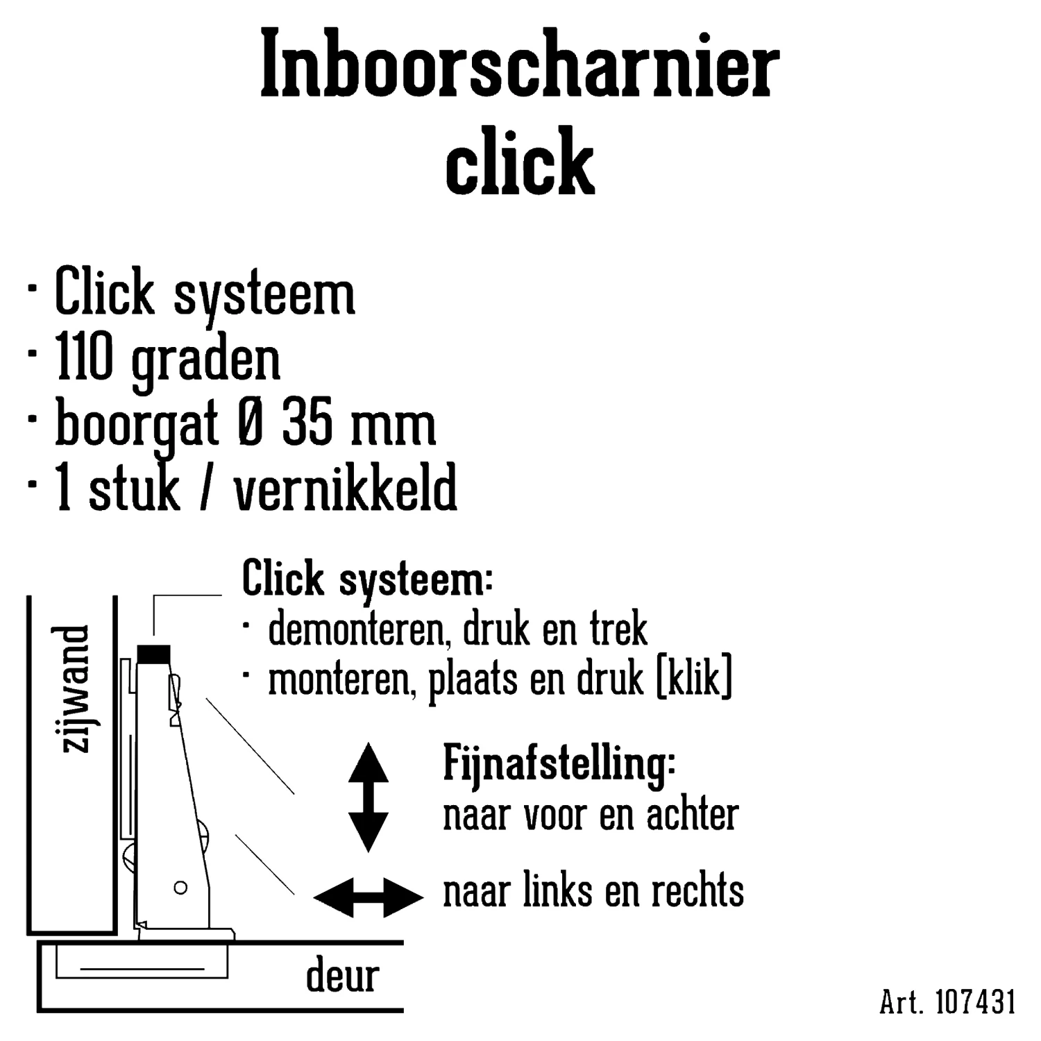 HANDSON Inboorscharnier Met Klikfunctie Volledig Opliggend 35 Mm 4 HANDSON Inboorscharnier Met Klikfunctie Volledig Opliggend 35 Mm - Afbeelding 2