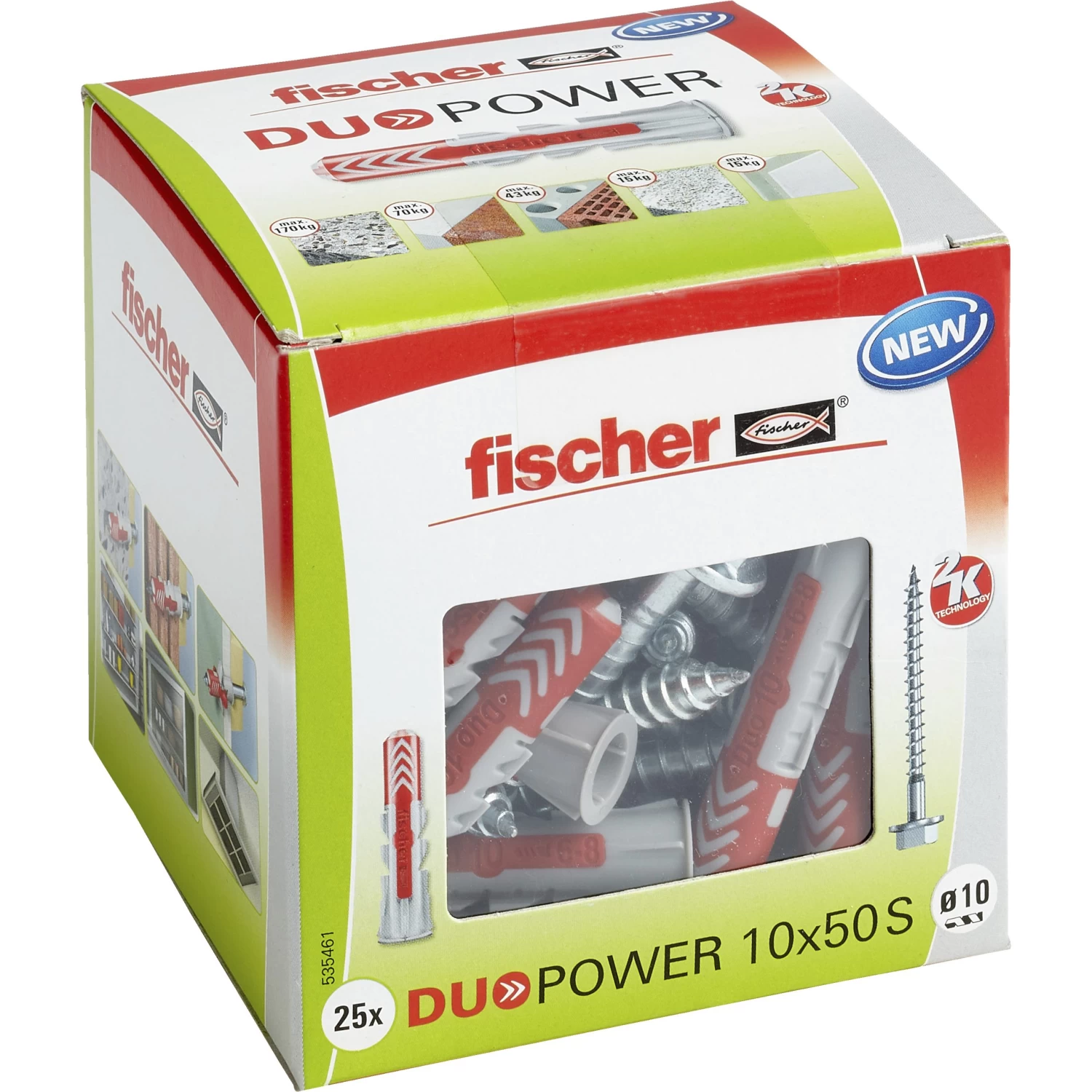Fischer Universeelplug DuoPower 10x50mm Met Zeskantschroef 25 Stuks 4 Fischer Universeelplug DuoPower 10x50mm Met Zeskantschroef 25 Stuks - Afbeelding 2