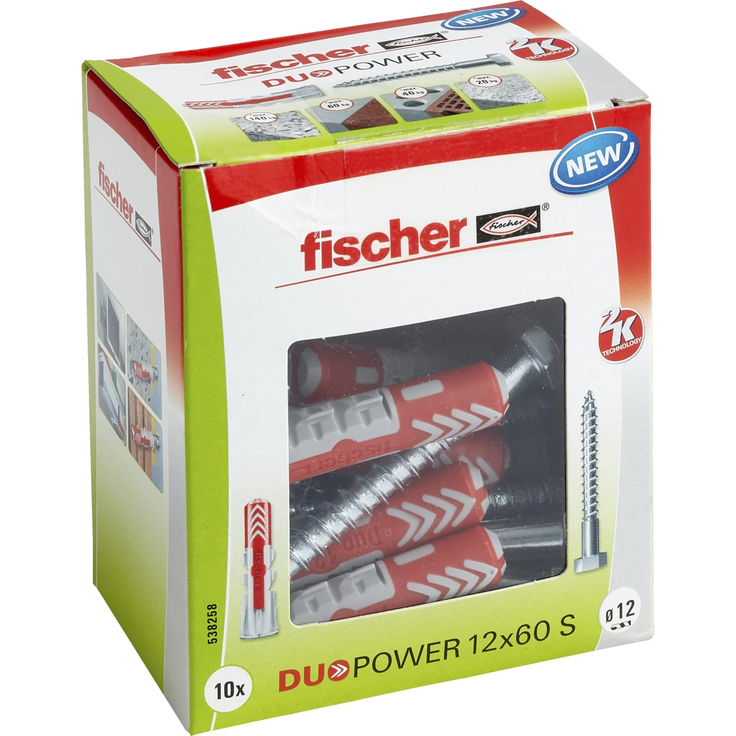 Fischer Universeelplug DuoPower 12x60mm Met Zeskantschroef 10 Stuks 4 Fischer Universeelplug DuoPower 12x60mm Met Zeskantschroef 10 Stuks - Afbeelding 2