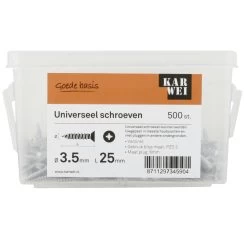 KARWEI Unischroef Platkop Verzinkt 3,5x25 Mm (500 Stuks) -Huishoudapparatuur 41 1222