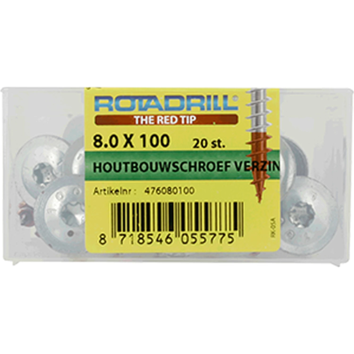 ROTADRILL Houtbouwschroef Verzinkt 8,0x100 Mm (20 Stuks) 4 ROTADRILL Houtbouwschroef Verzinkt 8,0x100 Mm (20 Stuks) - Afbeelding 2