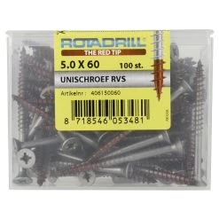 Rotadrill RVS Schroeven Platkop 5,0x60 Mm - 100 Stuks