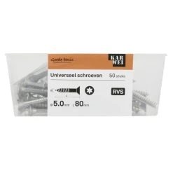 KARWEI Unischroef Platkop Rvs 5x80 Mm (50 Stuks) -Huishoudapparatuur 41 1360