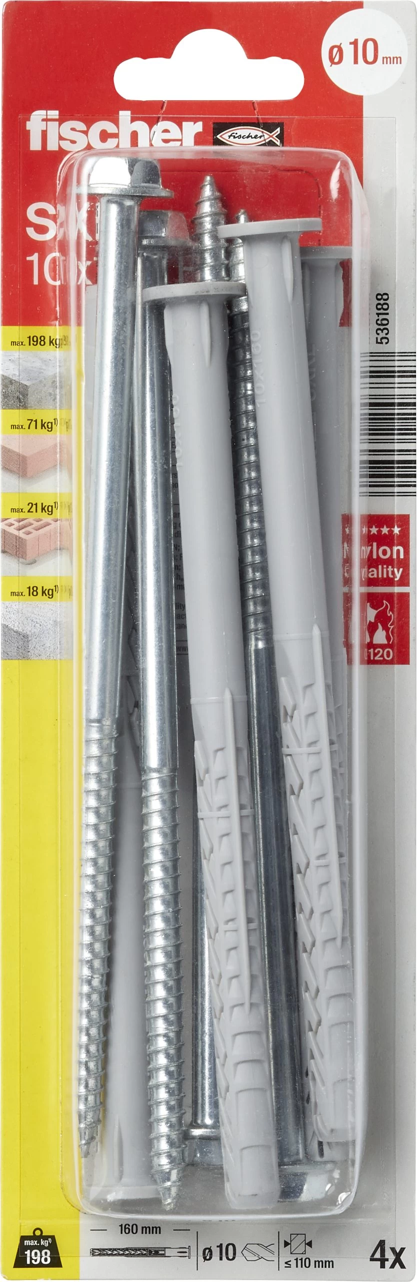 Fischer Constructieplug SXRL 10x160mm Met Zeskantschroef 4 Stuks 5 Fischer Constructieplug SXRL 10x160mm Met Zeskantschroef 4 Stuks - Afbeelding 3