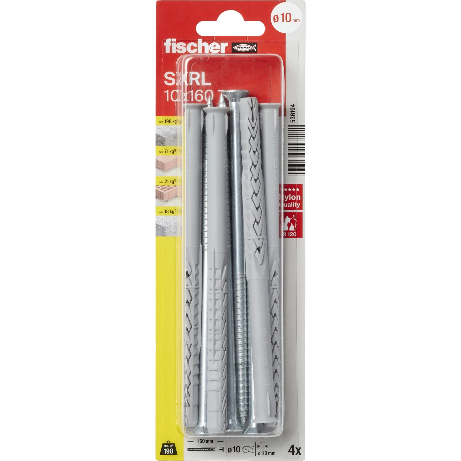 Fischer Constructieplug SXRL 10x160mm Met Torx Schroef 4 Stuks 5 Fischer Constructieplug SXRL 10x160mm Met Torx Schroef 4 Stuks - Afbeelding 3