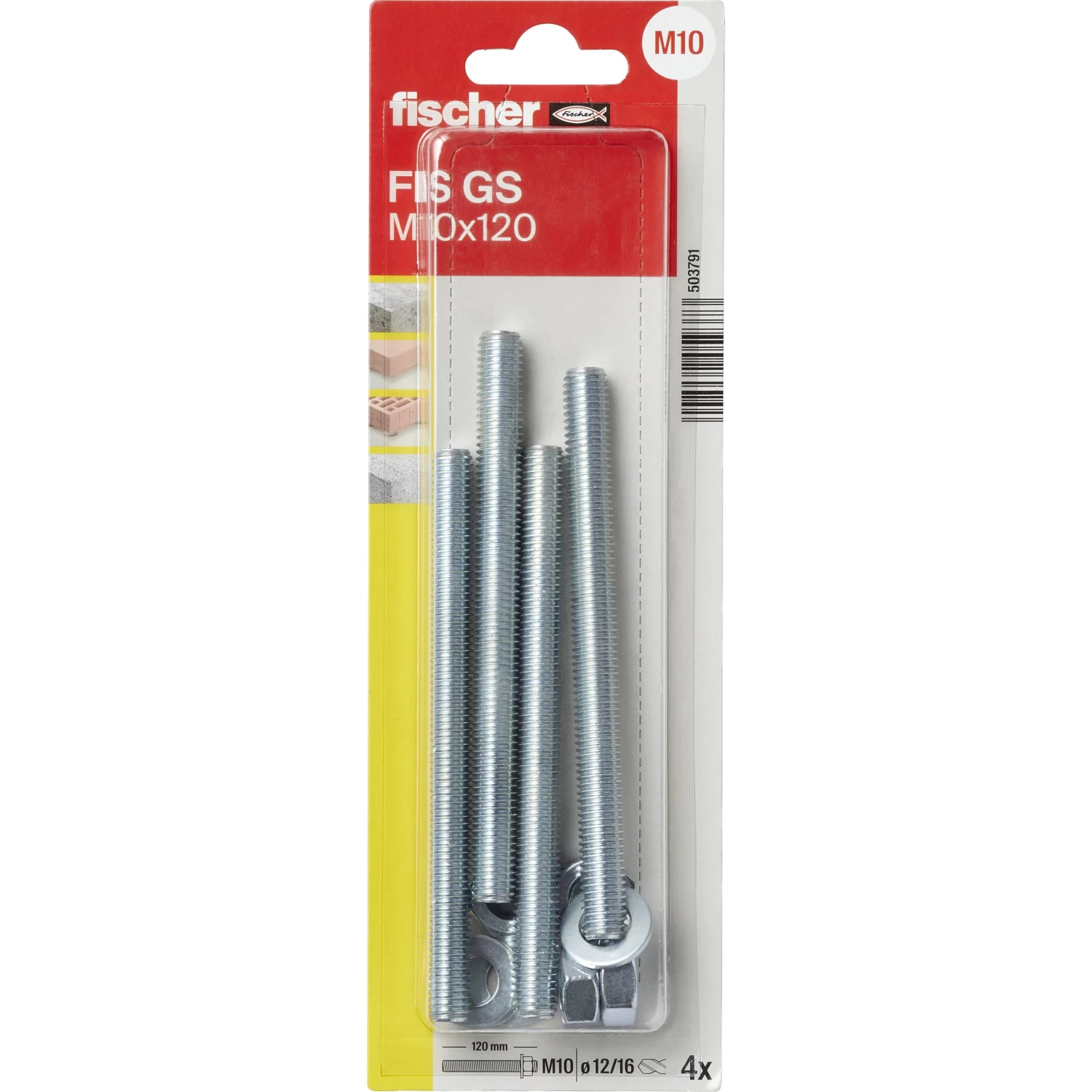 Fischer Chemisch Anker Draadstang FIS GS M10x120mm 4 Stuks 4 Fischer Chemisch Anker Draadstang FIS GS M10x120mm 4 Stuks - Afbeelding 2