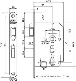 NEMEF 1200 Serie Insteekslot Met Rvs Voorplaat Doorn 50mm PC 55mm -Huishoudapparatuur 41 157