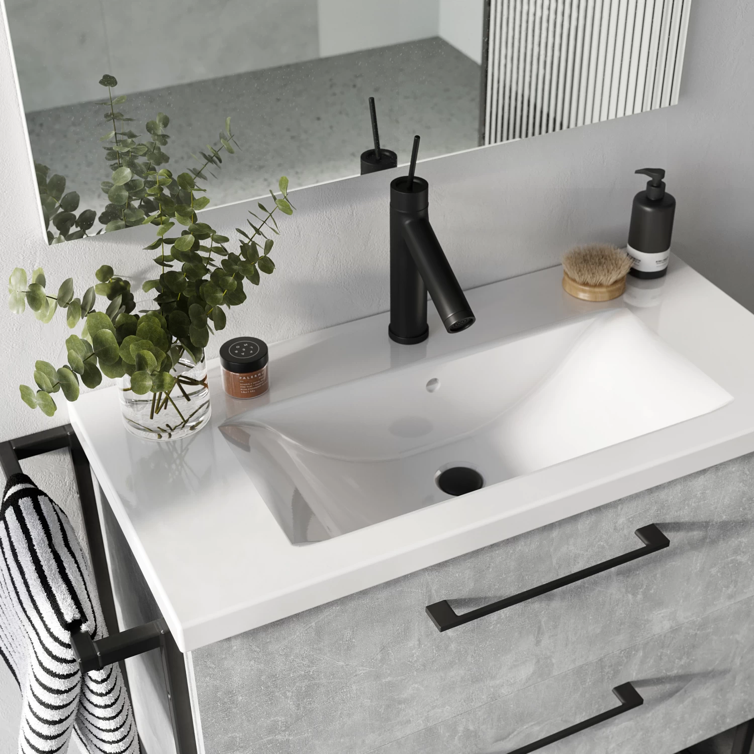 Atlantic Badmeubelframe Met Handdoekhouder Zwart 4 Atlantic Badmeubelframe Met Handdoekhouder Zwart - Afbeelding 2