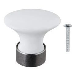 Knop Ovaal Wit 32mm 8 Knop Ovaal Wit 32mm -Huishoudapparatuur 41 1601