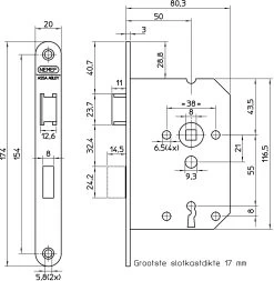 NEMEF 1200 Serie Insteekslot Met Gelakte Voorplaat Doorn 50mm -Huishoudapparatuur 41 221