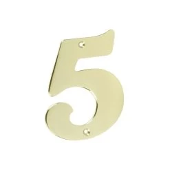 Huiscijfer 5 Messing Glad