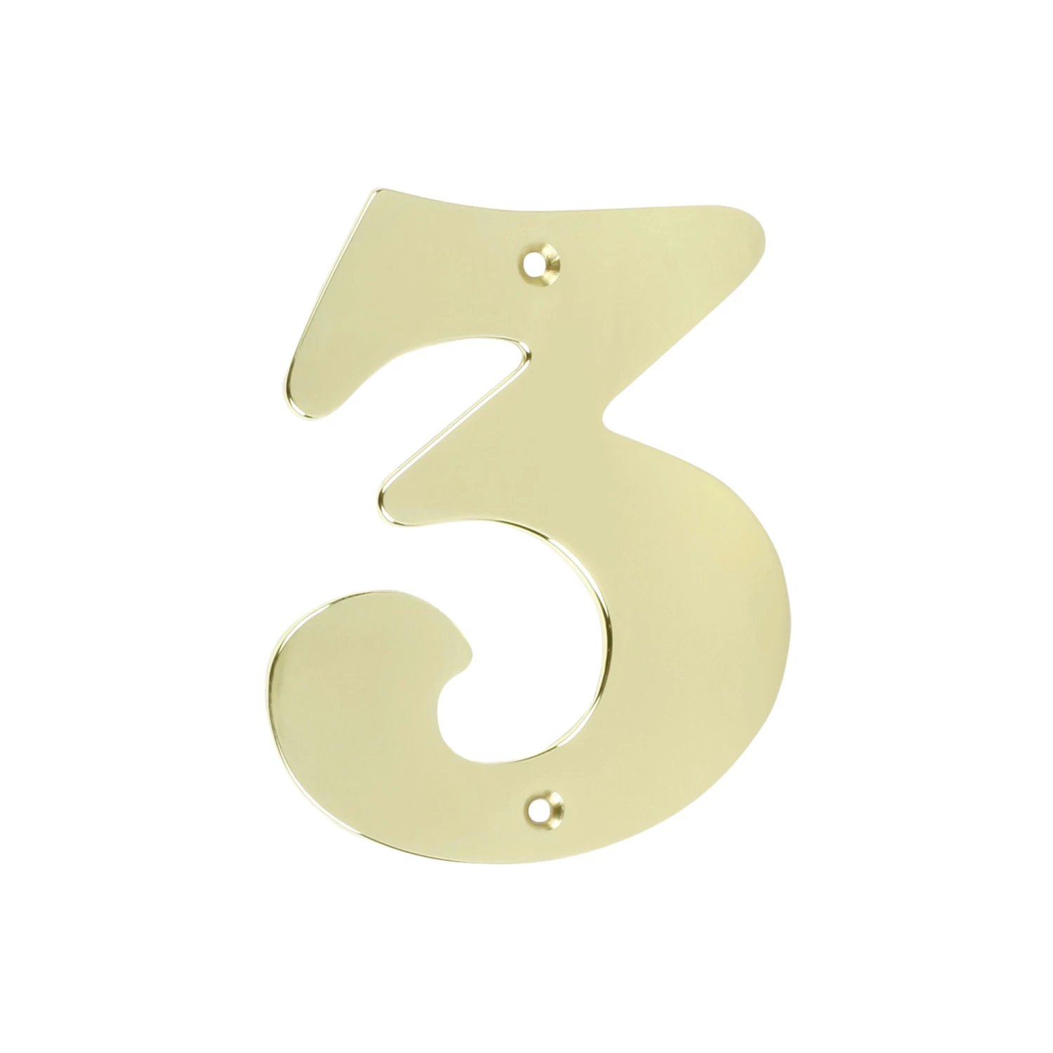 Huiscijfer 3 Messing Glad 3 Huiscijfer 3 Messing Glad