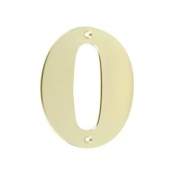 Huiscijfer 0 Messing Glad