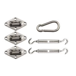 Schaduwdoek Bevestiging Set Driehoek RVS